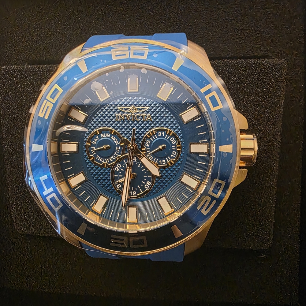 Invicta Pro Diver Impact Blue and Gold Chronograph Watch